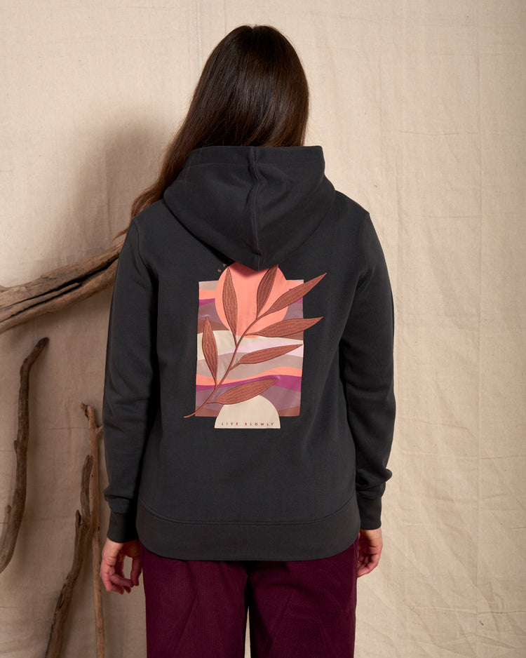 Live Slowly - Womens Recycled Zip Hoodie - Grey