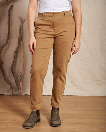 Mara - Womens Tapered Chino Trousers - Brown