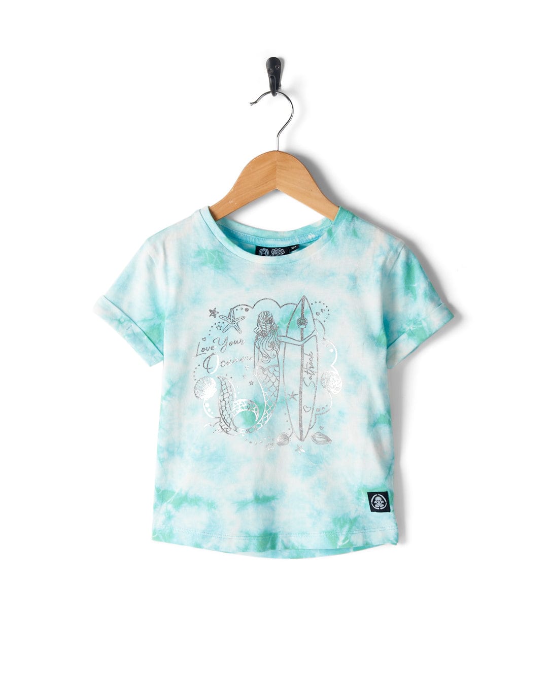 Mermaid Surf - Kids T-Shirt - Turquoise/White