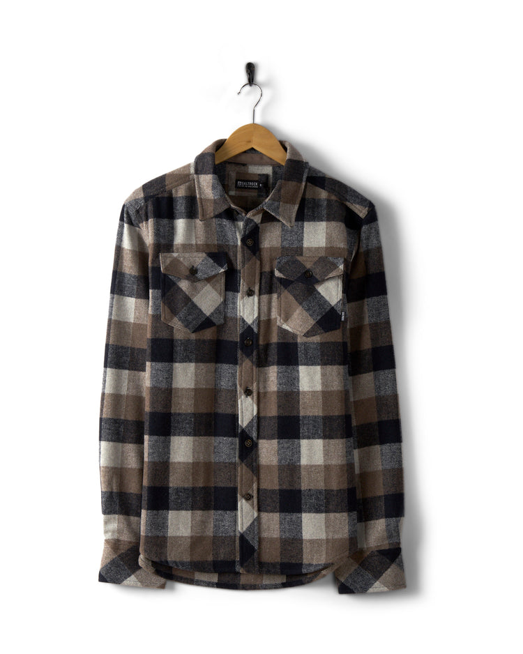 Wilfred - Mens Check Flannel Shirt - Brown